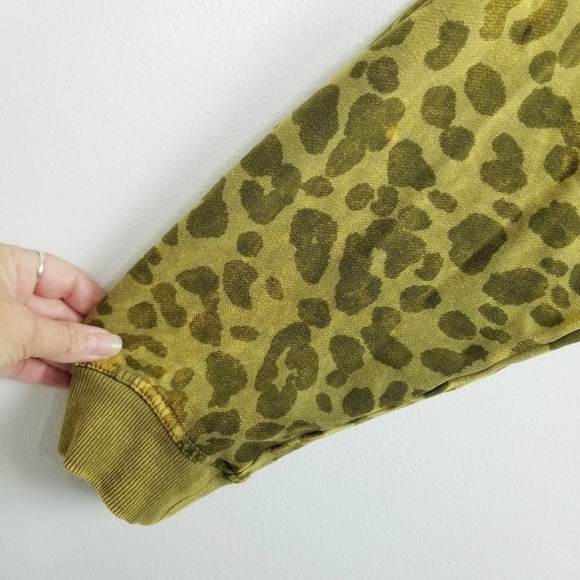 JoyLab Green Leopard Cheetah Print Zip Up Hooded Sweatshirt - Picture 4 of 9